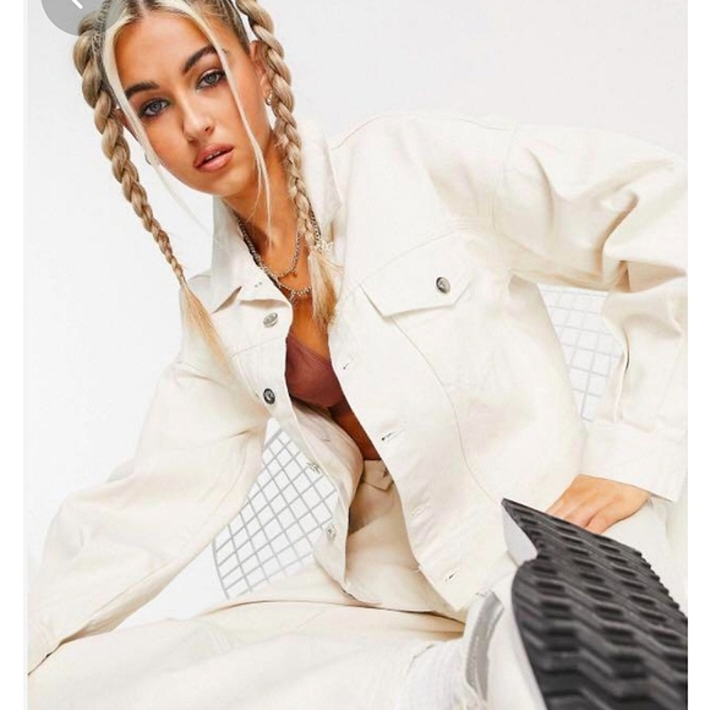NWT Collision Oversized Denim Jacket in Ecru